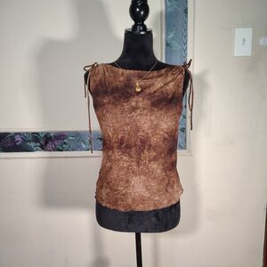 Y2k Brown Mesh Indie Sleaze Club Wear/T480